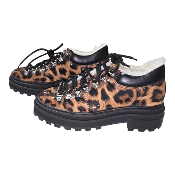 Schutz Lucille Lug Sole Leopard Print Faux Shearling Lined Ankle BootSize 7.5 B - Picture 6 of 12